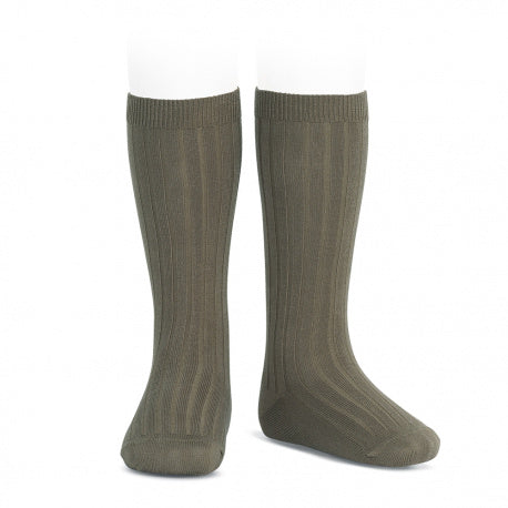 Calcetines altos básicos canalé Visón (350)