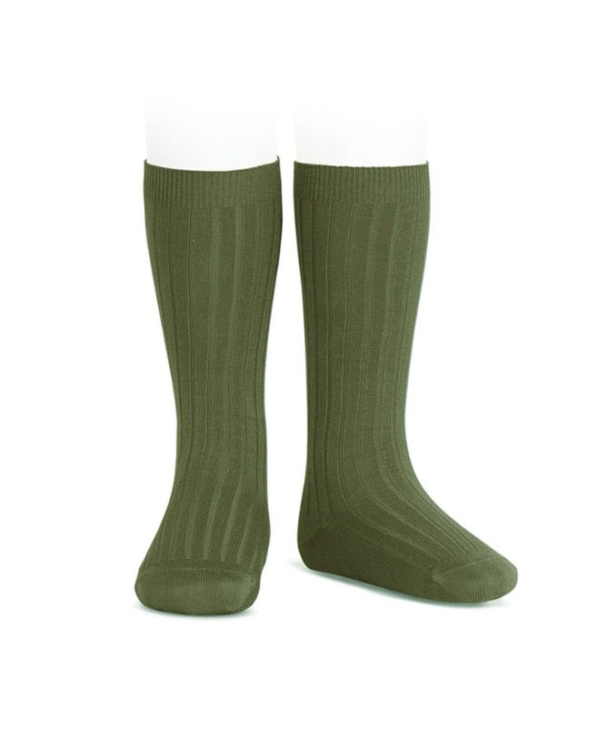 Calcetines altos básicos canalé Alga (742)