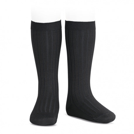 Calcetines altos básicos canalé Negro (900)