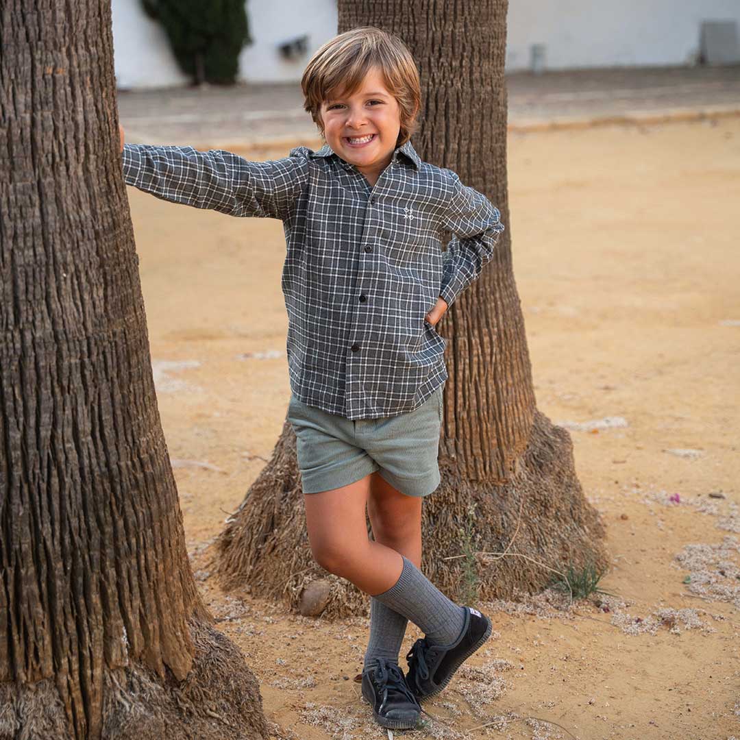 Cuadroslanitagris8 Camisa niño Peuco - Imagen 1