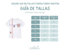 GUIA DE TALLAS CAMISETA UNISEX DAMGO AW2526 Camiseta unisex Damgo