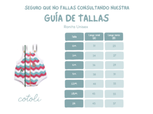 GUIA DE TALLAS RANITAS YUME AW2526 Ranita unisex Yume