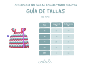 Top niña Yume 1 GUIA DE TALLAS TOP NINA YUME AW2526 Top niña Yume