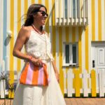 Bolso de mano Rayas Naranja y Rosa