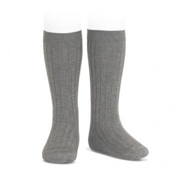 Calcetines altos básicos canalé Gris Claro (230)