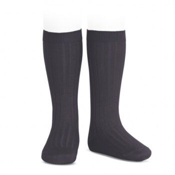 Calcetines altos básicos canalé Carbón (257)