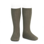 Calcetines altos básicos canalé Visón (350)