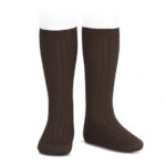 Calcetines altos básicos canalé Marrón Oscuro (390)