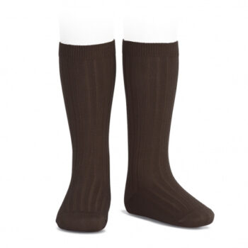 Calcetines altos básicos canalé Marrón Oscuro (390)