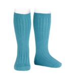Calcetines altos básicos canalé Azul Piedra (435)