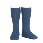 Calcetines altos básicos canalé Cobalto (470)