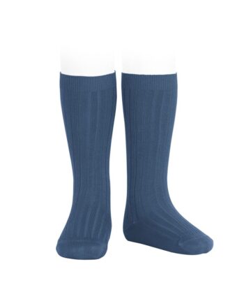 Calcetines altos básicos canalé Cobalto (470)