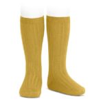 Calcetines altos básicos canalé Mostaza (629)