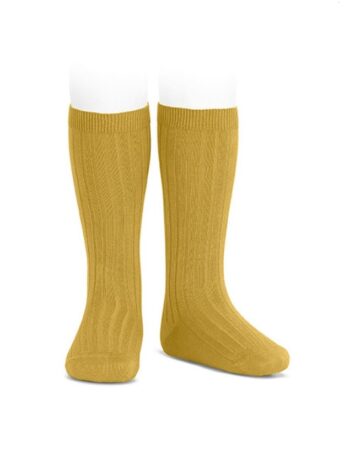 Calcetines altos básicos canalé Mostaza (629)