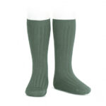 Calcetines altos básicos canalé Verde Liquen (761)