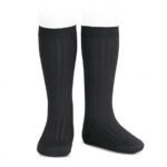 Calcetines altos básicos canalé Negro (900)