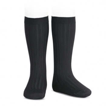 Calcetines altos básicos canalé Negro (900)